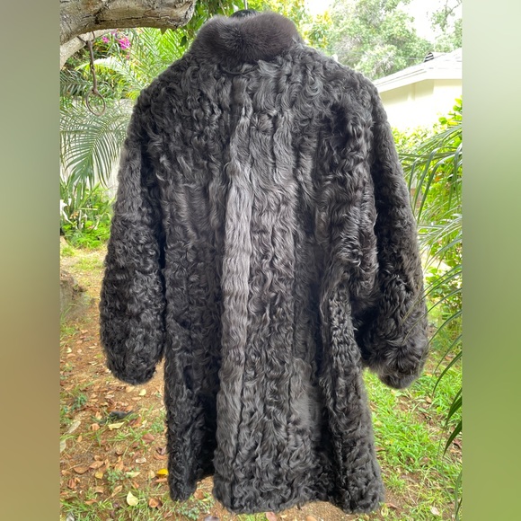Rocker Reversible Goat Fur & Leather Mink Trim Coat From Germany No Monogram - Picture 8 of 10
